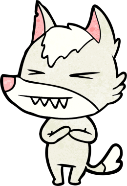 Bir insan tarafından çizilmiş kızgın kurt çizgi filmi.