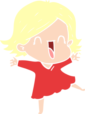 Bir insan tarafından çizilmiş düz renkli bir çizgi film.