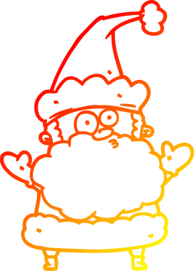 Kafası karışmış bir Noel Baba 'nın insan tarafından çizilmiş sıcak çizgi çizimi.