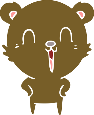 Bir insan tarafından çizilmiş mutlu, düz renkli çizgi film ayısı.