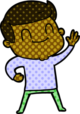 Bir insan tarafından çizilmiş çizgi film dostu bir adam.