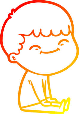 Bir insan tarafından çizilen mutlu bir çocuğun sıcak çizgi çizimi.