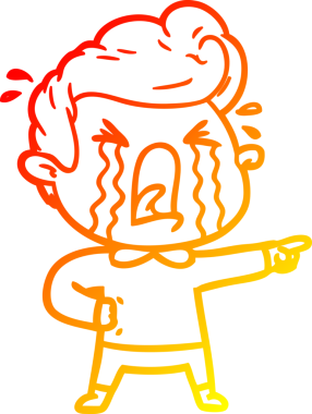 Bir insan tarafından çizilmiş, ağlayan bir çizgi film karakteri.