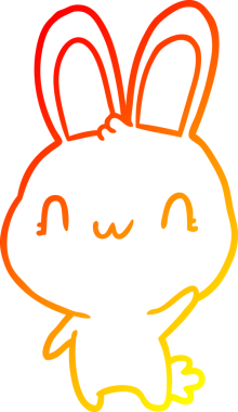 Bir insan tarafından çizilen sevimli bir tavşanın sıcak çizgi çizimi