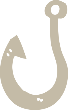 Bir insan tarafından çizilmiş düz renkli balık kancası.