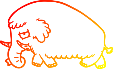 Bir insan tarafından çizilmiş çizgi film mamutunun sıcak çizgi çizimi