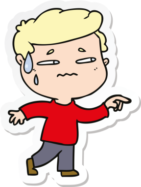 Bir insan tarafından çizilmiş endişeli bir adamın karikatür çıkartması.