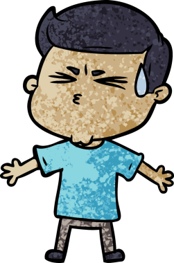 Bir insan tarafından çizilmiş terleyen çizgi film adamı.