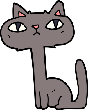 Bir insan tarafından çizilmiş komik bir kedi.