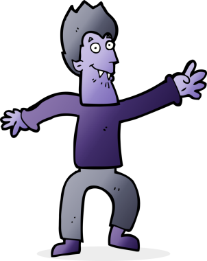 Bir insan tarafından çizilmiş bir vampir çizgi filmi.