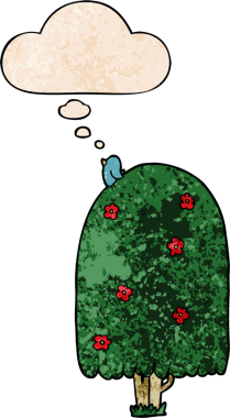 Bir insan tarafından çizilmiş grunge desenli düşünce baloncuğu olan çizgi film uzunluğunda ağaç.