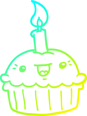 Bir insan tarafından çizilmiş mumlu çizgi film kekinin soğuk gradyan çizimi