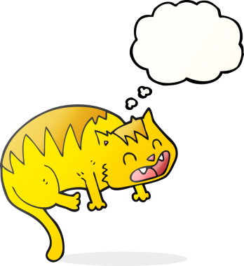 Bir insan tarafından çizilmiş serbest çizim baloncuk çizgi film kedisi.