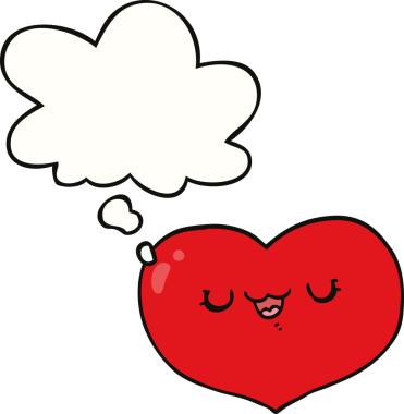 Bir insan tarafından çizilmiş düşünce baloncuklu aşk kalbi.