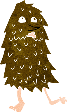 Bir insan tarafından çizilmiş çizgi film canavarı.