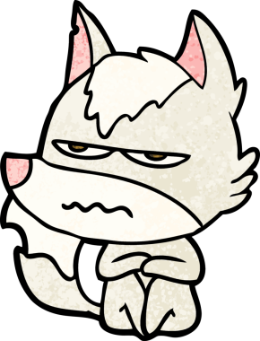 Bir insan tarafından çizilmiş rahatsız kurt çizgi filmi.