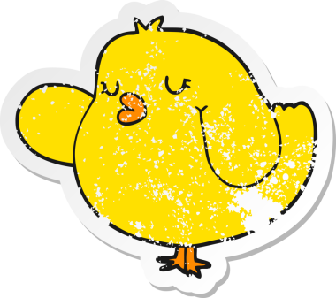 Bir insan tarafından çizilmiş karikatür kuşunun sıkıntılı çıkartması