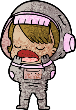 Çizgi film konuşan astronot bir insan tarafından çizilmiş.