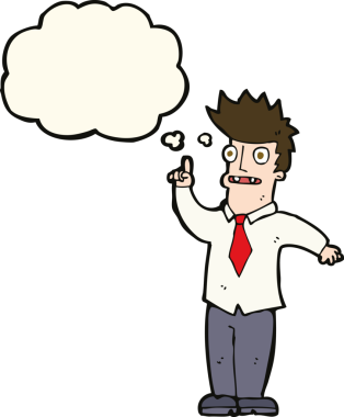 Bir insan tarafından çizilmiş düşünce baloncuğu fikri olan çizgi film adamı.