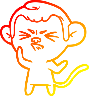 Bir insan tarafından çizilmiş kızgın bir maymunun sıcak çizgi çizimi