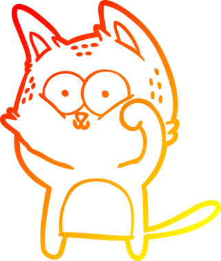 Bir çizgi film kedisinin insan tarafından çizilmiş sıcak çizgi çizgisi.