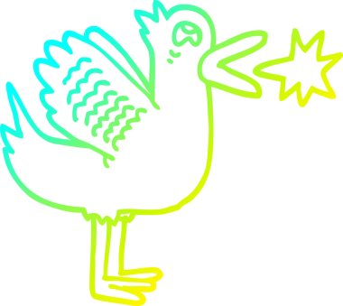 Bir insan tarafından çizilmiş kanat çırpan bir ördeğin soğuk çizgi çizimi.