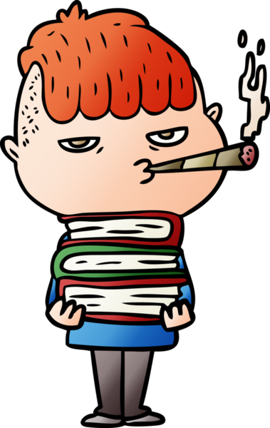 Bir insan tarafından çizilmiş sigara içen karikatürist.