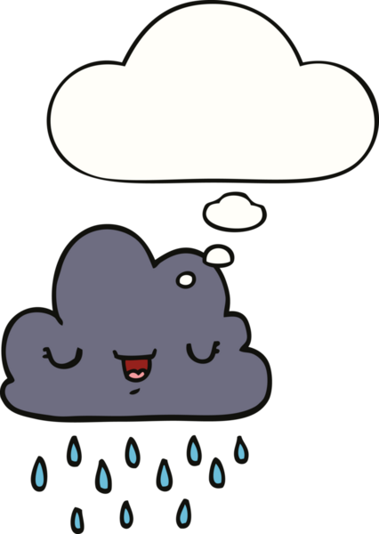 Bir insan tarafından çizilmiş düşünce baloncuklu karikatür fırtına bulutu