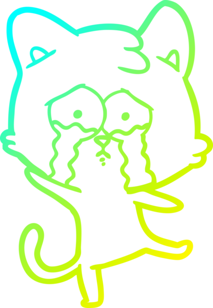 Bir insan tarafından çizilmiş ağlayan bir çizgi filmin soğuk gradyan çizimi