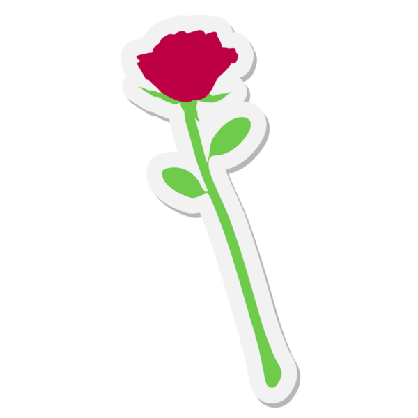 Bir insan tarafından çizilmiş tek bir gül etiketi.