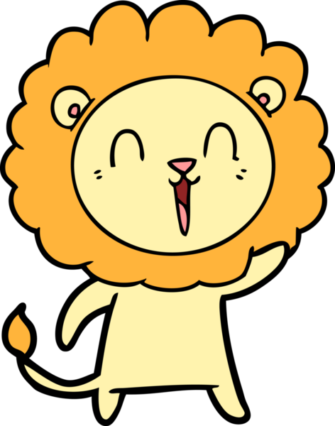 Bir insan tarafından çizilmiş gülen aslan çizgi filmi.
