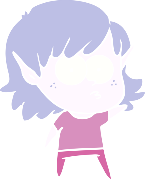 Bir insan tarafından çizilmiş düz renkli çizgi film elf kızı.