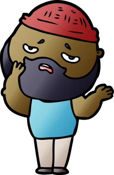 Bir insan tarafından çizilmiş sakallı endişeli bir adam.