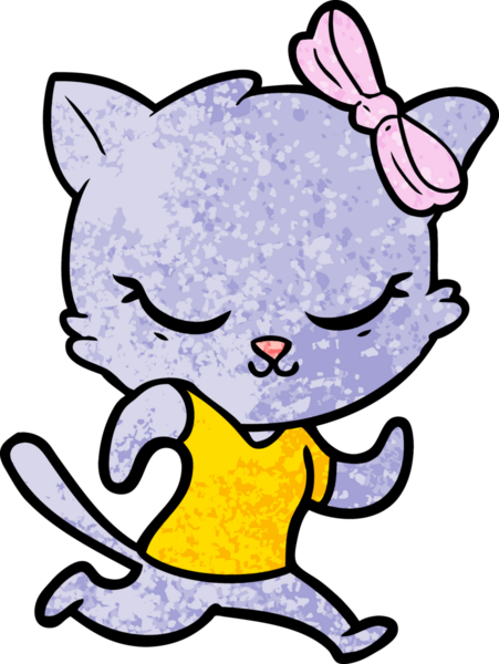 Bir insan tarafından çizilmiş sevimli çizgi film kedisi.