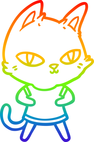 Gökkuşağı gradyan çizgi çizimi Bir insan tarafından çizilen çizgi film kedisi
