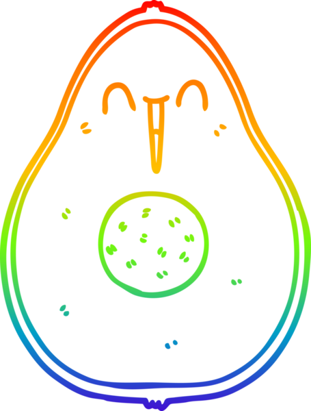 Bir insan tarafından çizilmiş mutlu bir avokado çizgi çizimi.