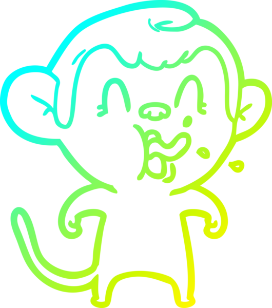 Bir insan tarafından çizilmiş çılgın bir çizgi film maymunu çizimi