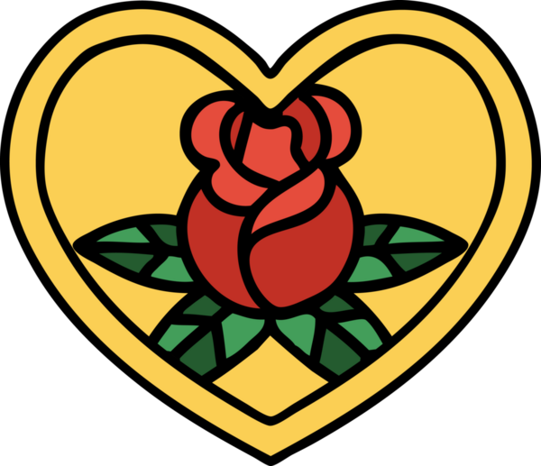 Geleneksel kalp şeklinde dövme ve bir insan tarafından çizilmiş çiçekler.