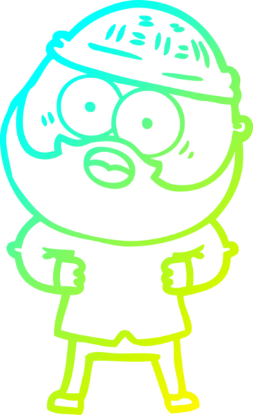 Bir insan tarafından çizilmiş sakallı bir karikatür çizimi.