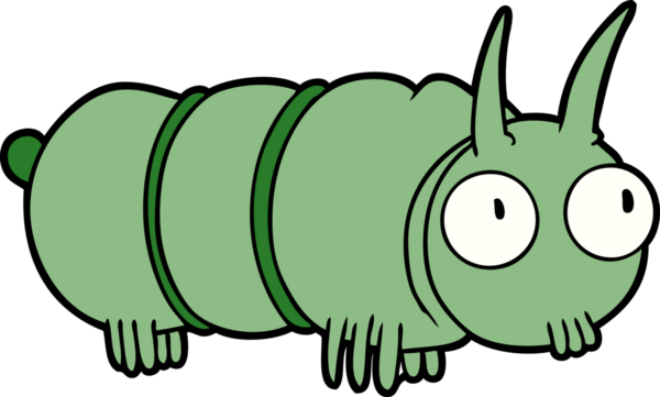 Bir insan tarafından çizilmiş sevimli çizgi film böceği.