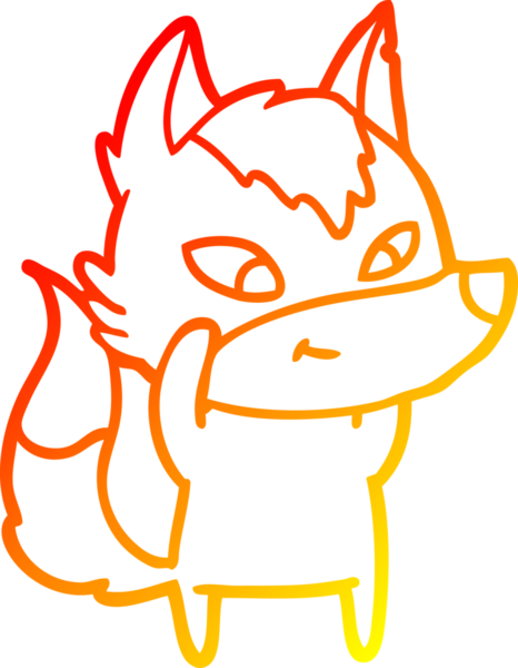 Bir insan tarafından çizilmiş dost canlısı bir kurt çizgi çizimi.