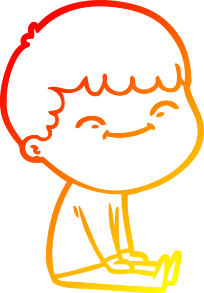 Bir insan tarafından çizilen mutlu bir çocuğun sıcak çizgi çizimi.