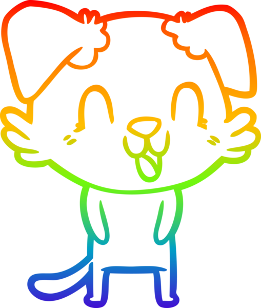 Gökkuşağı gradyan çizgisi bir insan tarafından çizilmiş gülen bir çizgi köpeğin çizimi