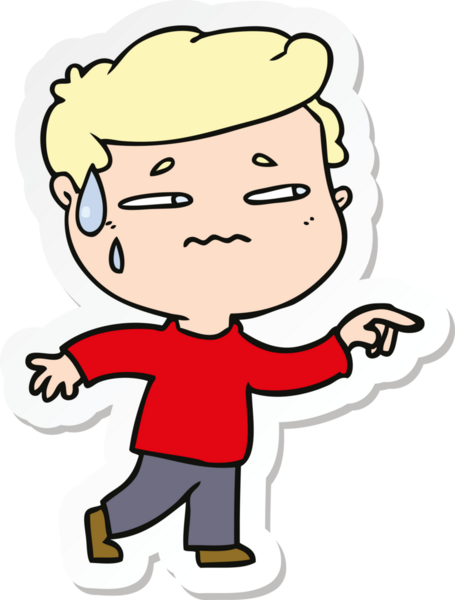 Bir insan tarafından çizilmiş endişeli bir adamın karikatür çıkartması.