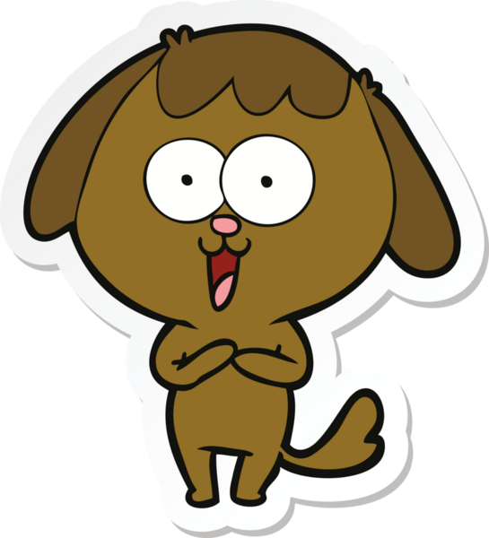 Bir insan tarafından çizilmiş şirin bir köpeğin çıkartması.