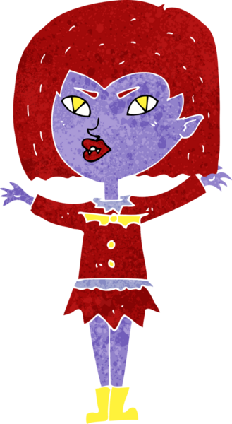 Bir insan tarafından çizilmiş vampir kız çizgi filmi.