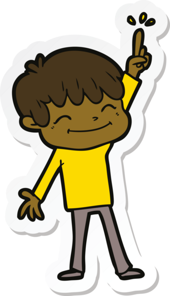 Bir insan tarafından çizilmiş mutlu bir çocuğun çıkartması.