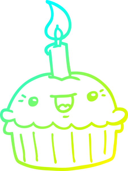 Bir insan tarafından çizilmiş mumlu çizgi film kekinin soğuk gradyan çizimi