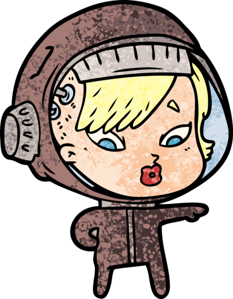 Bir insan tarafından çizilmiş astronot kadın.