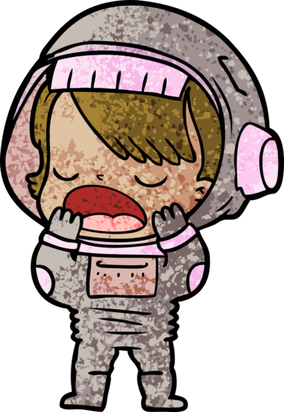 Çizgi film konuşan astronot bir insan tarafından çizilmiş.